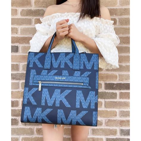 michael kors kenly tote blue|kenly large logo tote bag.